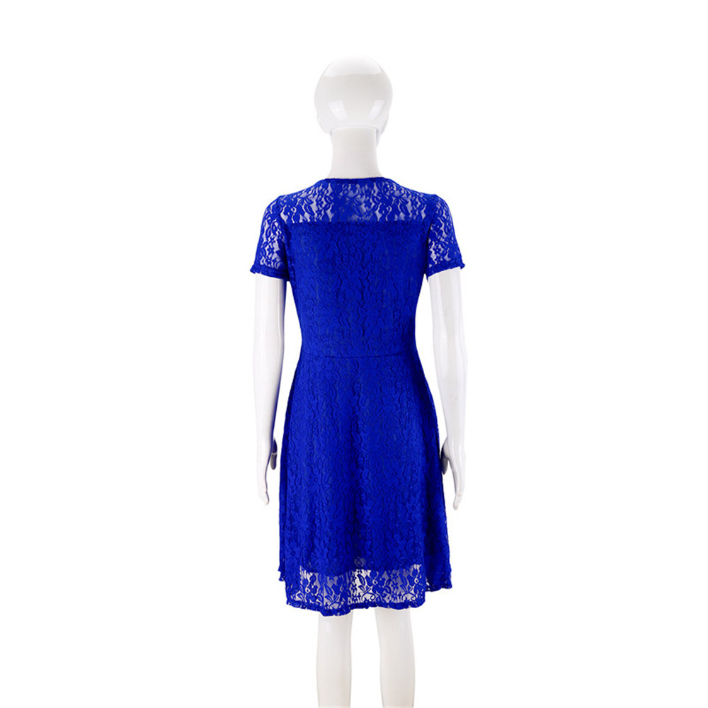 SZ60002-1 Fashion Summer Party Mini Dress Short Sleeve Blue Black Lace Dresses